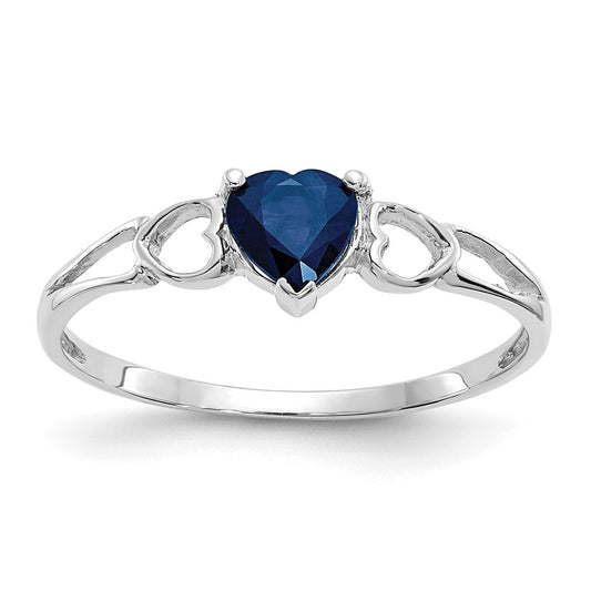 14K White Gold Polished Geniune Sapphire Birthstone Ring