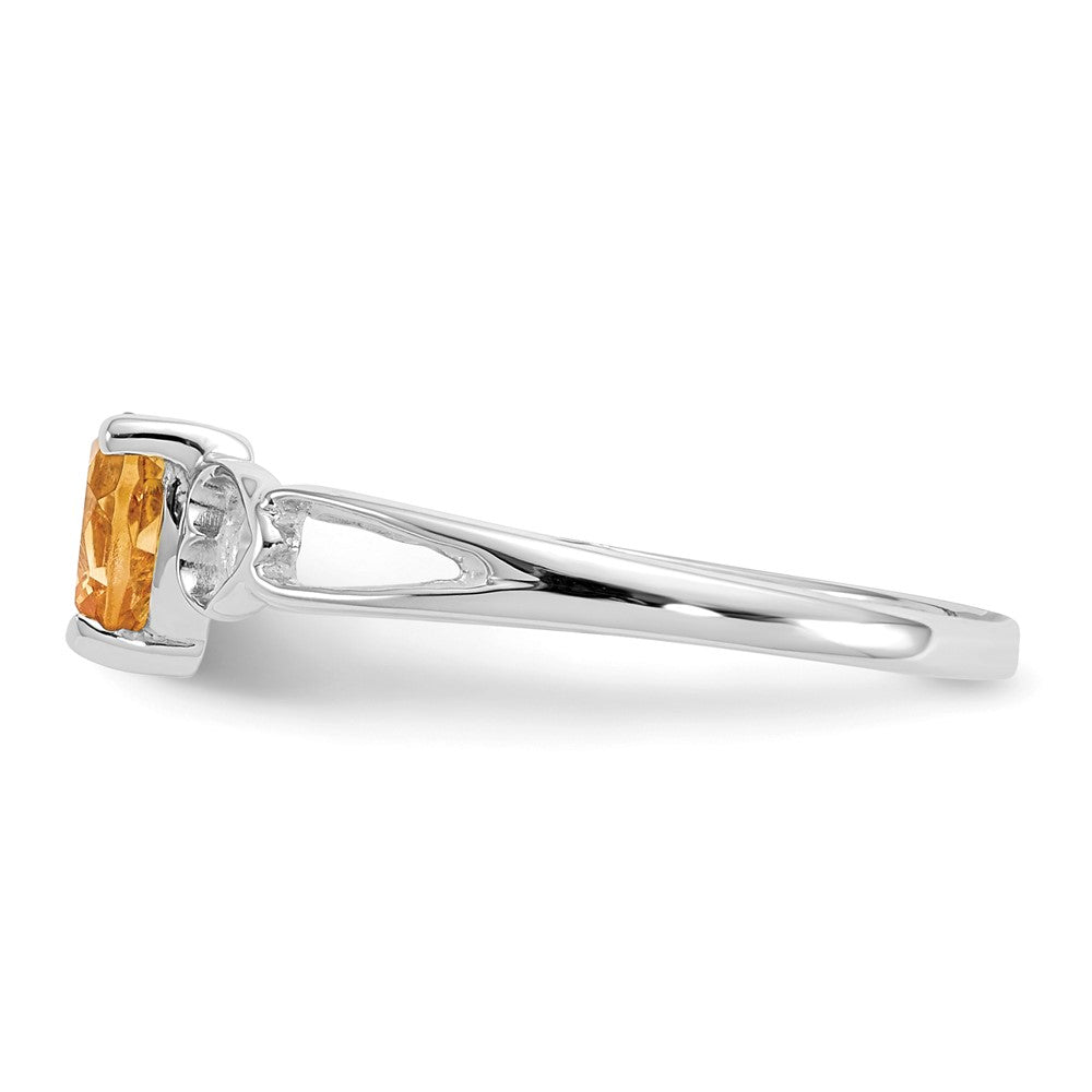 14K White Gold Polished Geniune Citrine Birthstone Ring