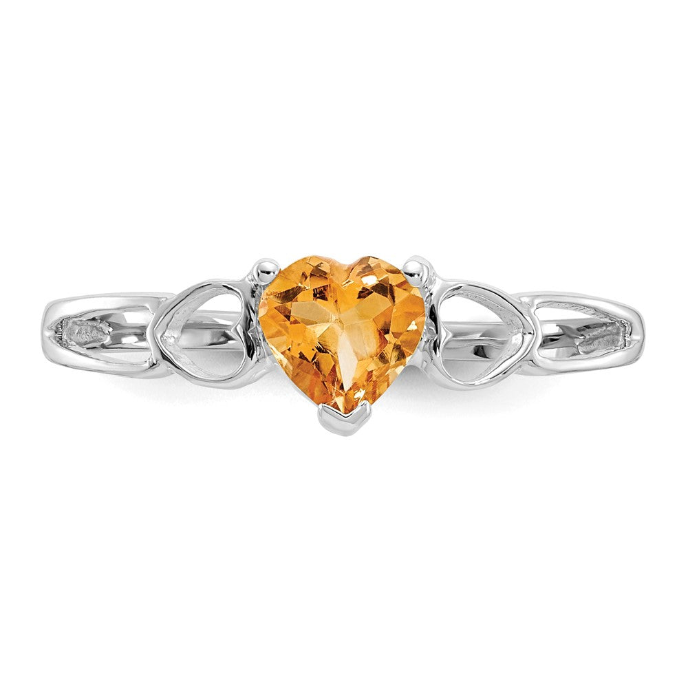 14K White Gold Polished Geniune Citrine Birthstone Ring