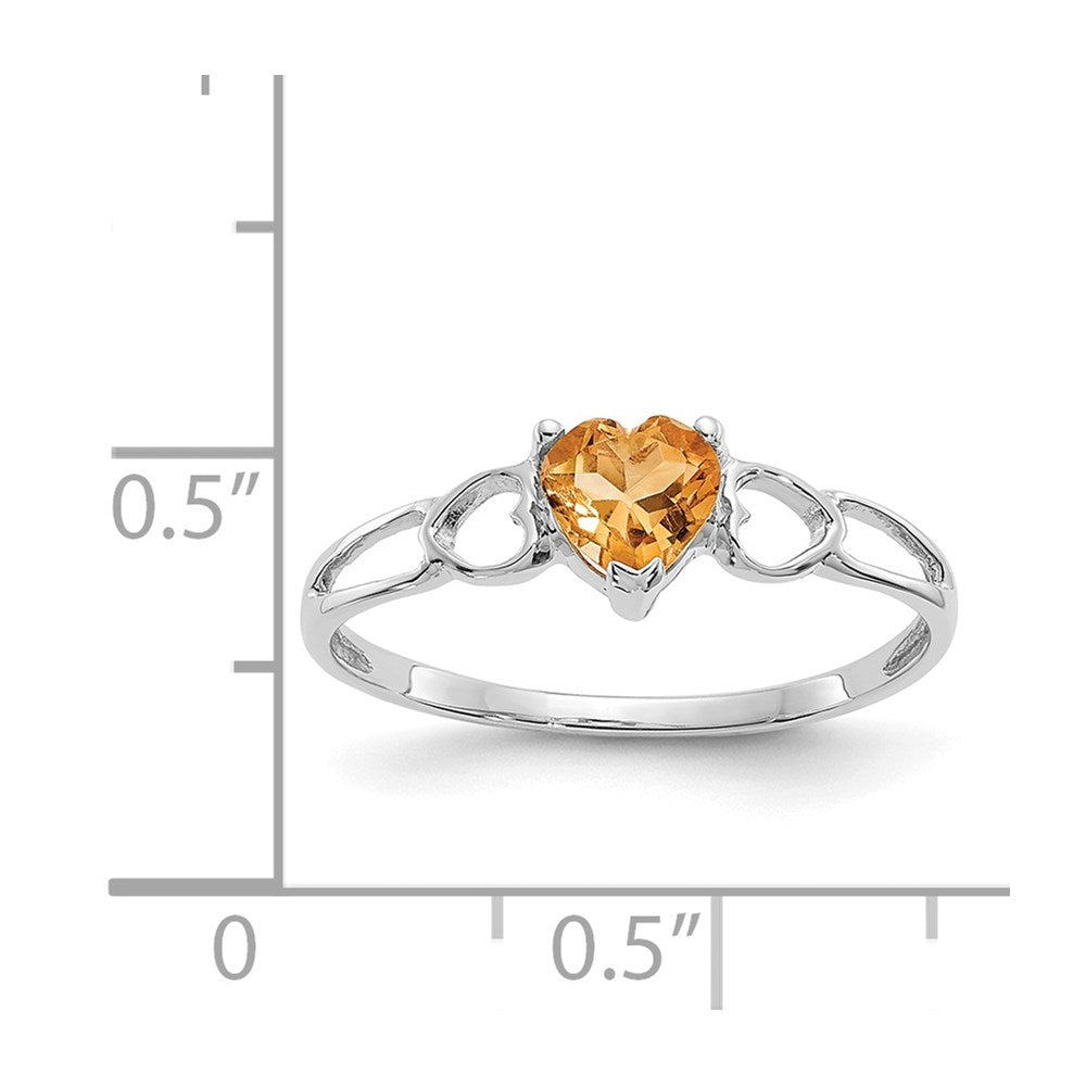 14K White Gold Polished Geniune Citrine Birthstone Ring