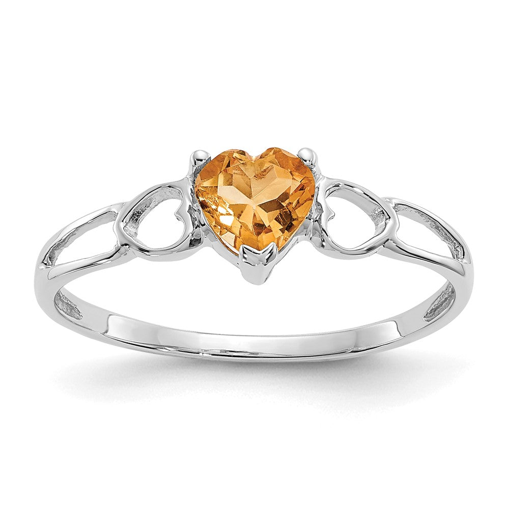 14K White Gold Polished Geniune Citrine Birthstone Ring