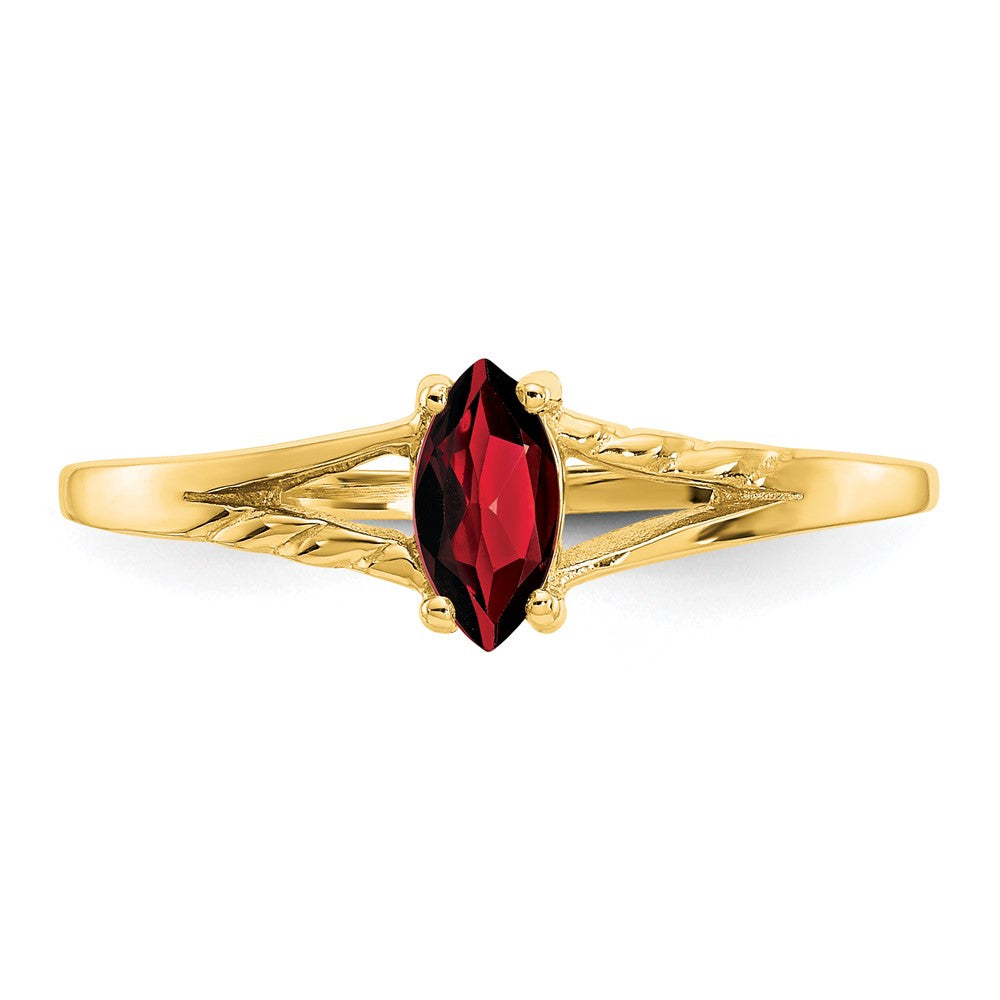 10K Yellow Gold Polished Geniune Garnet Birthstone Ring