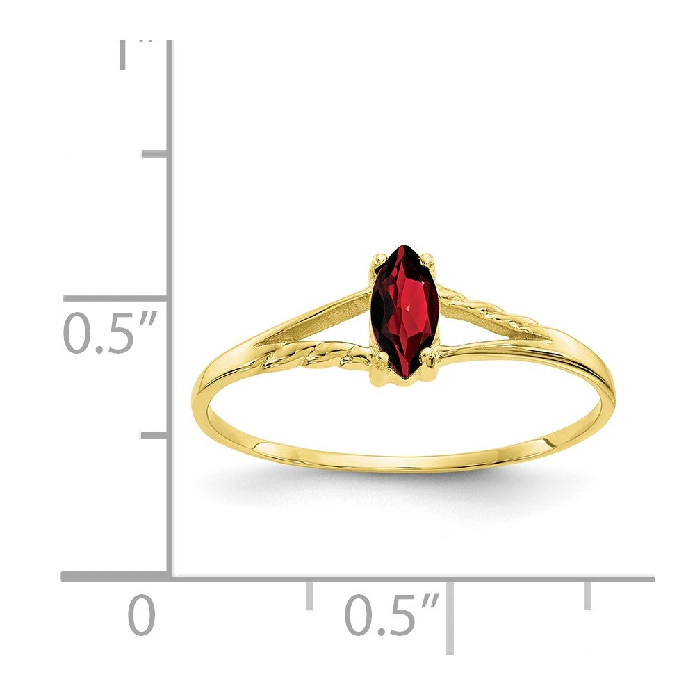 10K Yellow Gold Polished Geniune Garnet Birthstone Ring