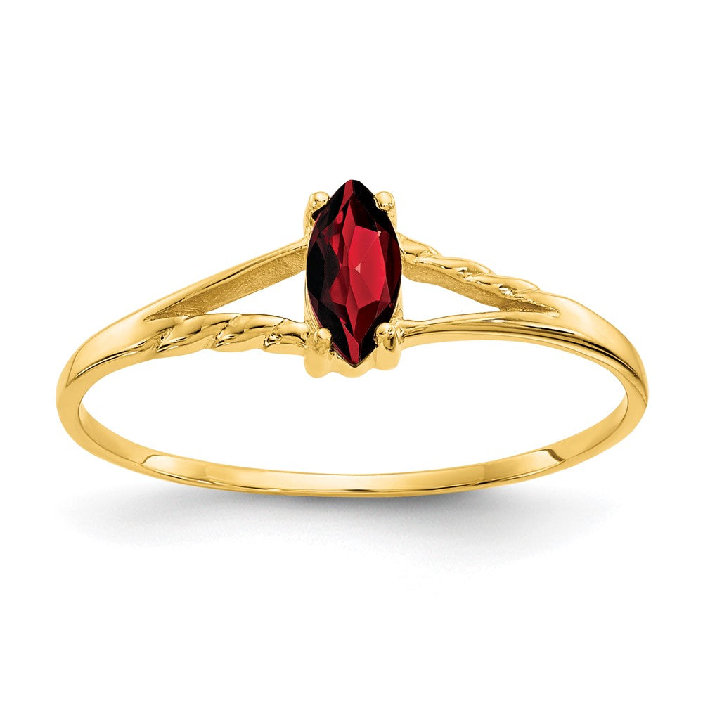 10K Yellow Gold Polished Geniune Garnet Birthstone Ring