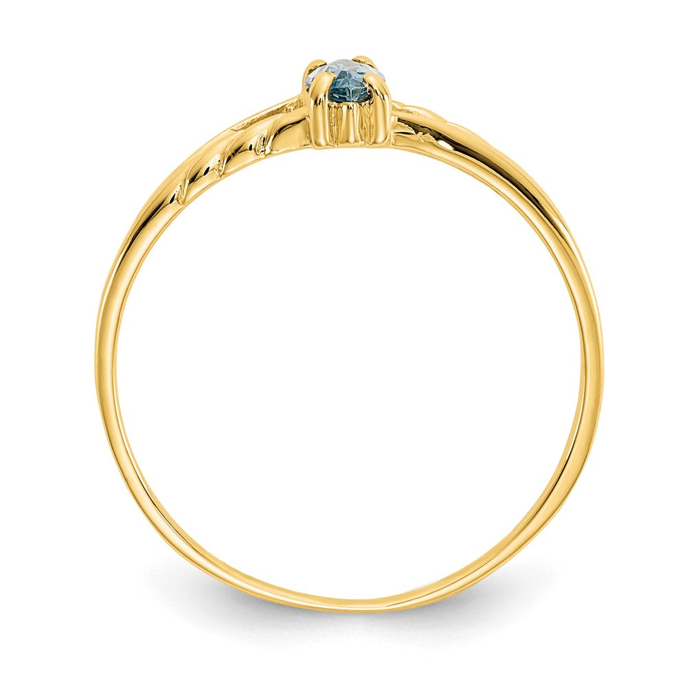 10K Yellow Gold Polished Geniune Aquamarine Birthstone Ring