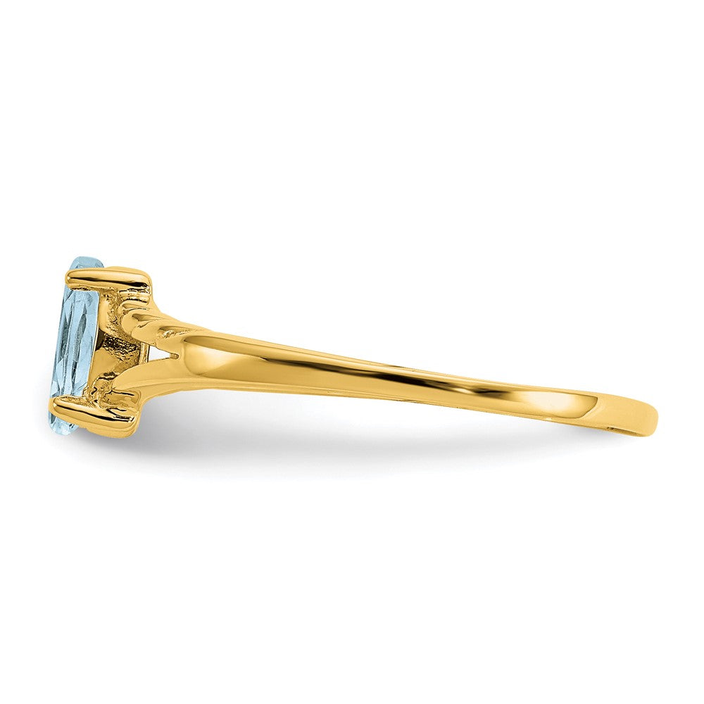 10K Yellow Gold Polished Geniune Aquamarine Birthstone Ring