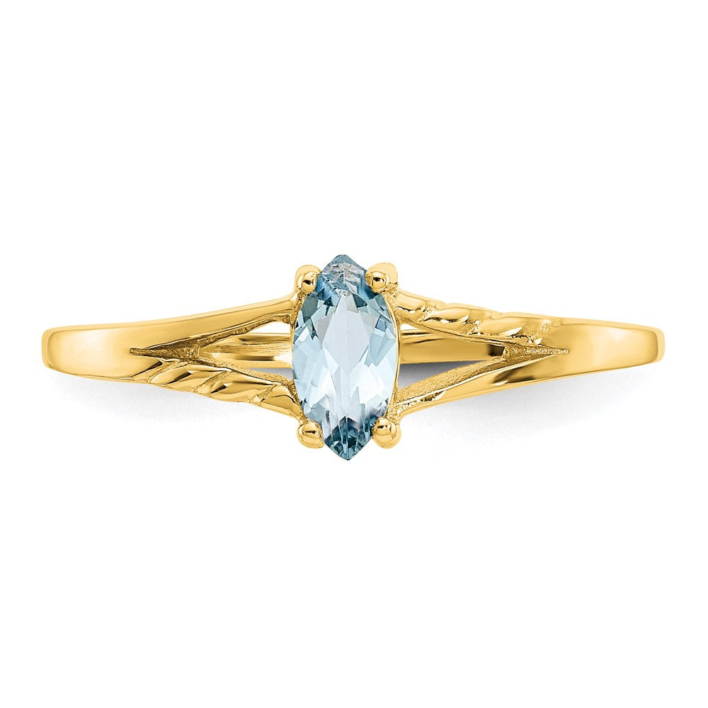 10K Yellow Gold Polished Geniune Aquamarine Birthstone Ring