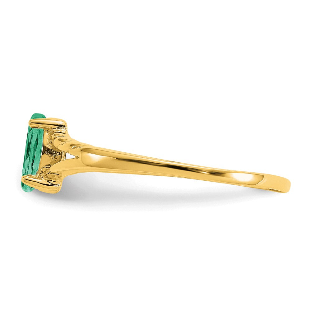 10K Yellow Gold Polished Geniune Emerald Birthstone Ring