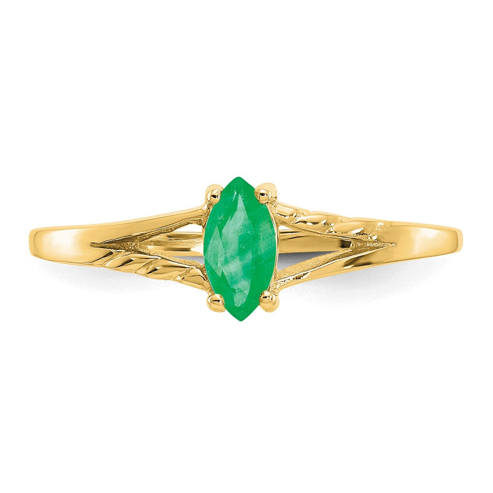 10K Yellow Gold Polished Geniune Emerald Birthstone Ring