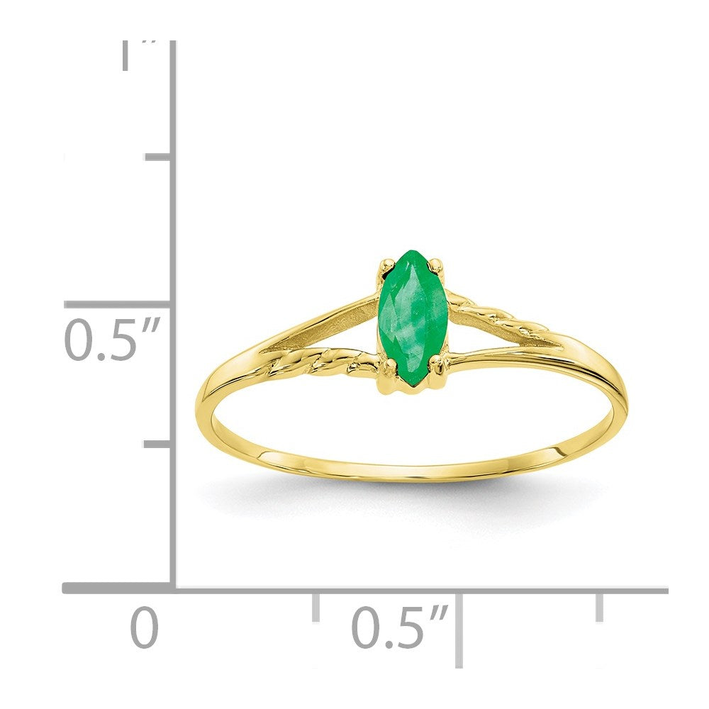 10K Yellow Gold Polished Geniune Emerald Birthstone Ring