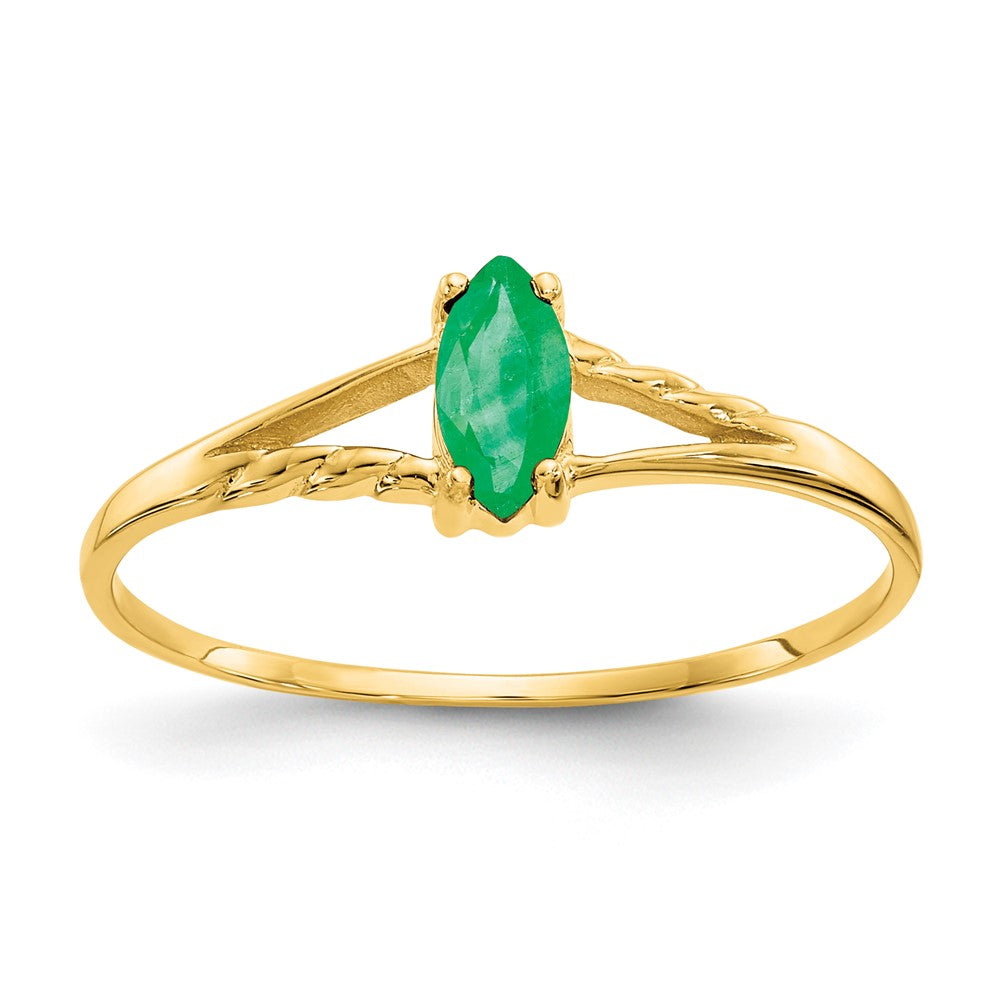 10K Yellow Gold Polished Geniune Emerald Birthstone Ring