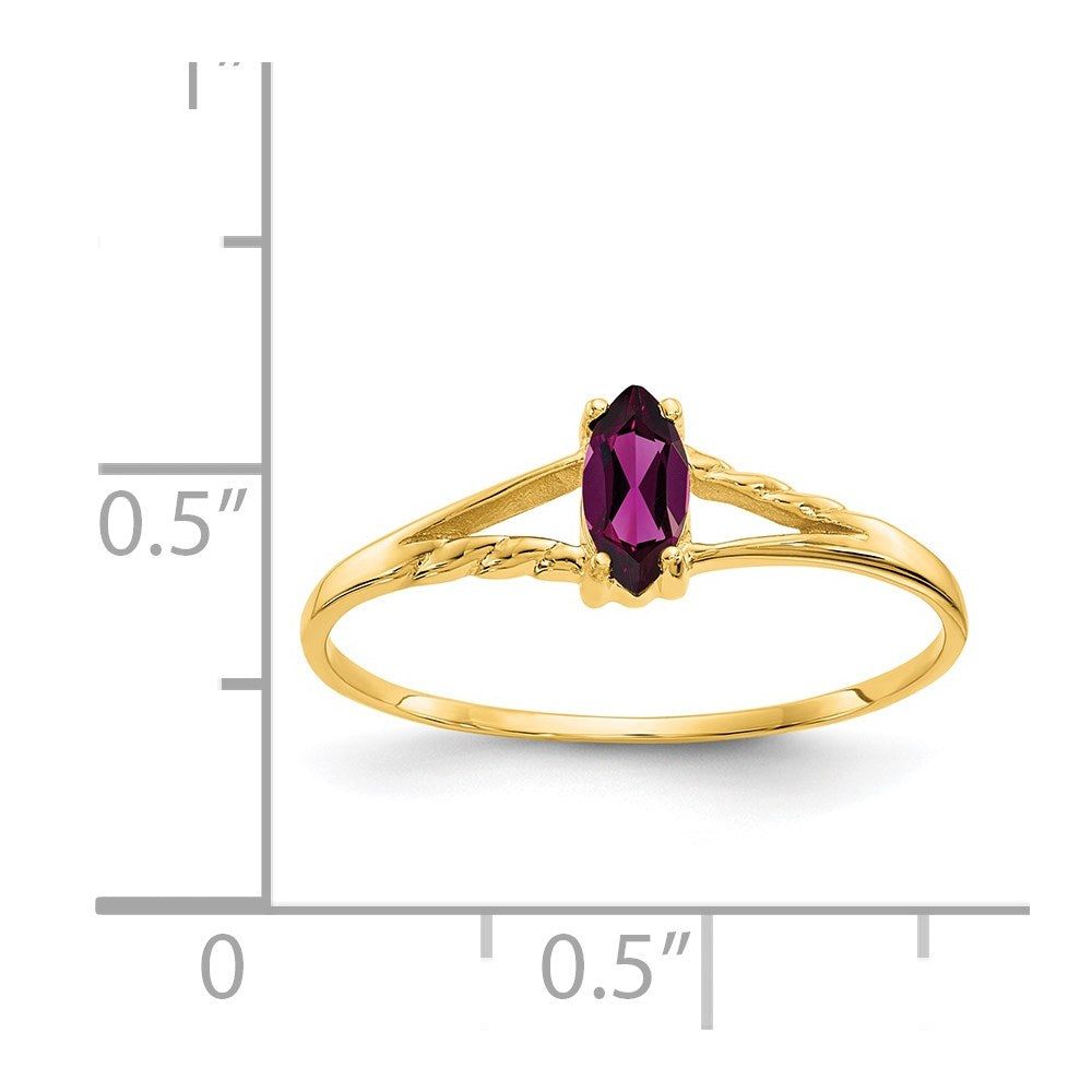 10k Yellow Gold Polished Genuine Rhodolite Garnet Birthstone Ring