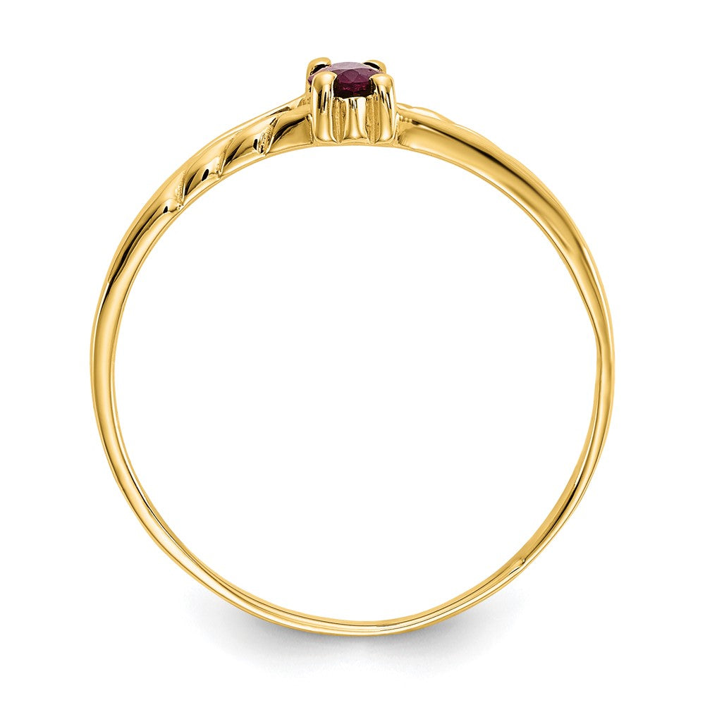 10K Yellow Gold Polished Geniune Ruby Birthstone Ring