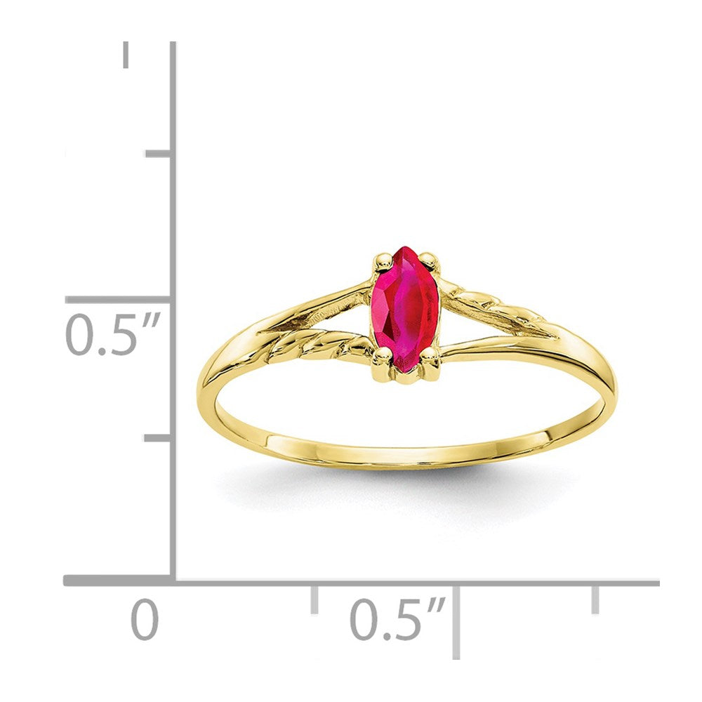 10K Yellow Gold Polished Geniune Ruby Birthstone Ring