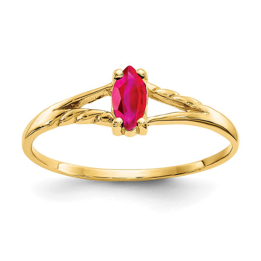 10K Yellow Gold Polished Geniune Ruby Birthstone Ring