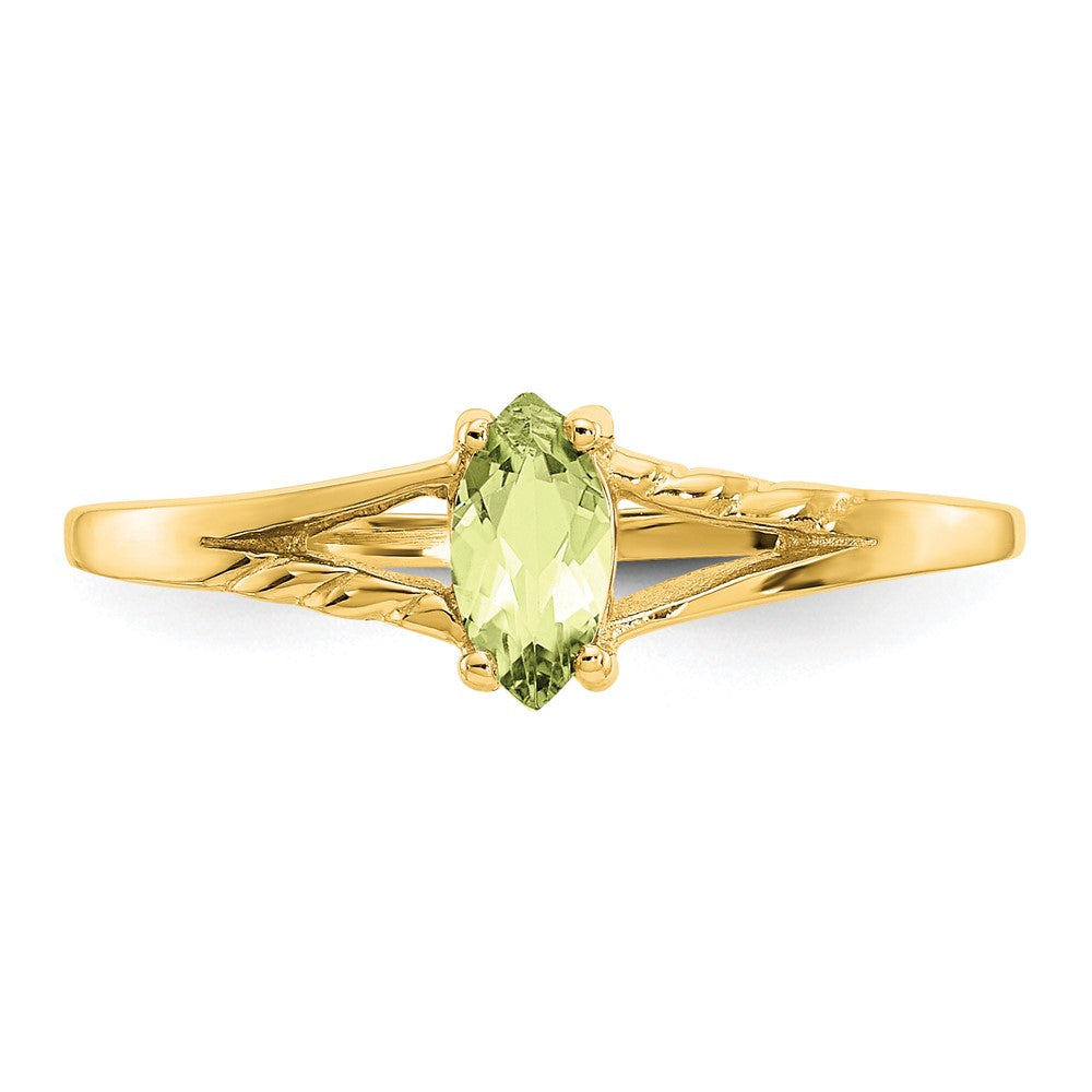 10K Yellow Gold Polished Geniune Peridot Birthstone Ring