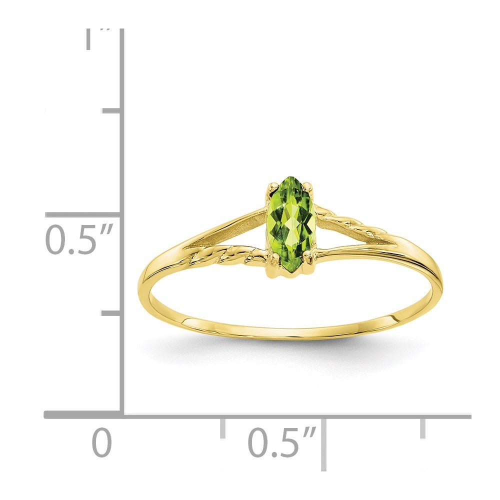 10K Yellow Gold Polished Geniune Peridot Birthstone Ring