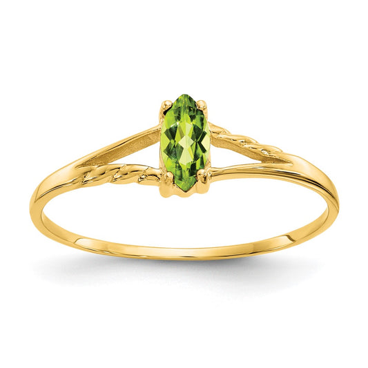 10K Yellow Gold Polished Geniune Peridot Birthstone Ring