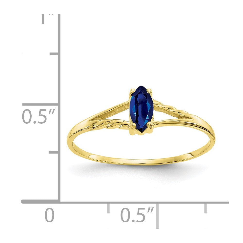 10K Yellow Gold Polished Geniune Sapphire Birthstone Ring