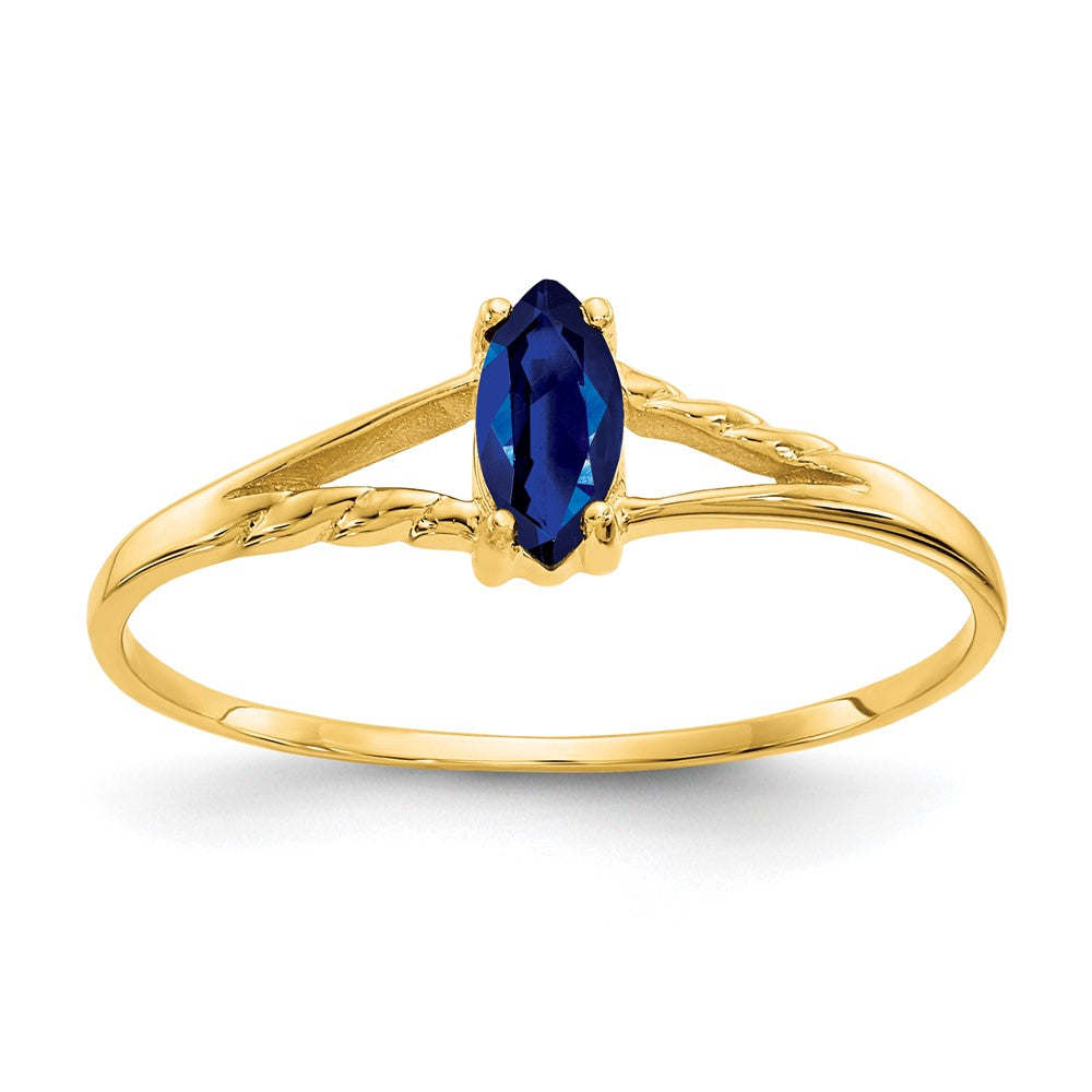 10K Yellow Gold Polished Geniune Sapphire Birthstone Ring