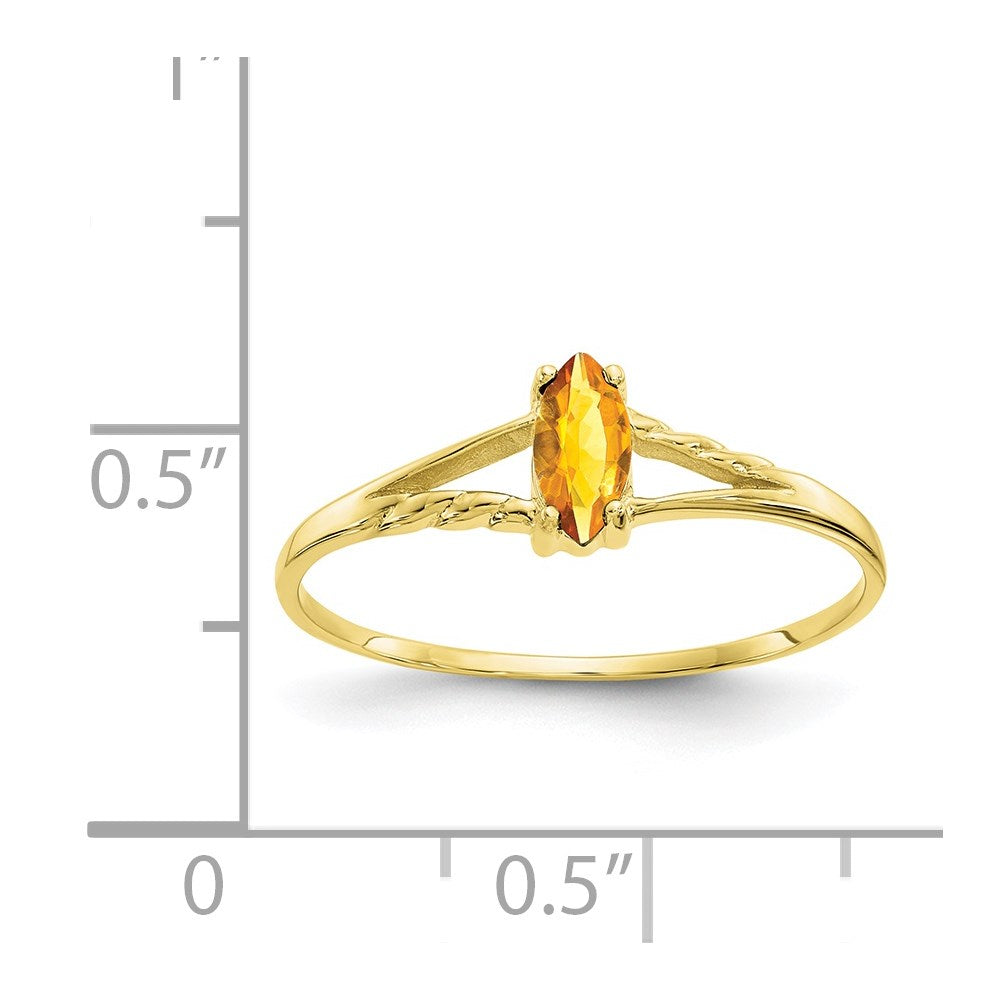 10K Yellow Gold Polished Geniune Citrine Birthstone Ring