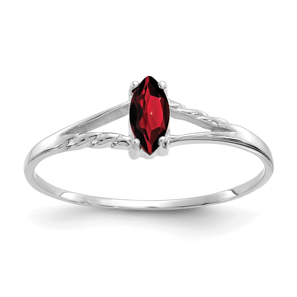 14K White Gold Polished Geniune Garnet Birthstone Ring