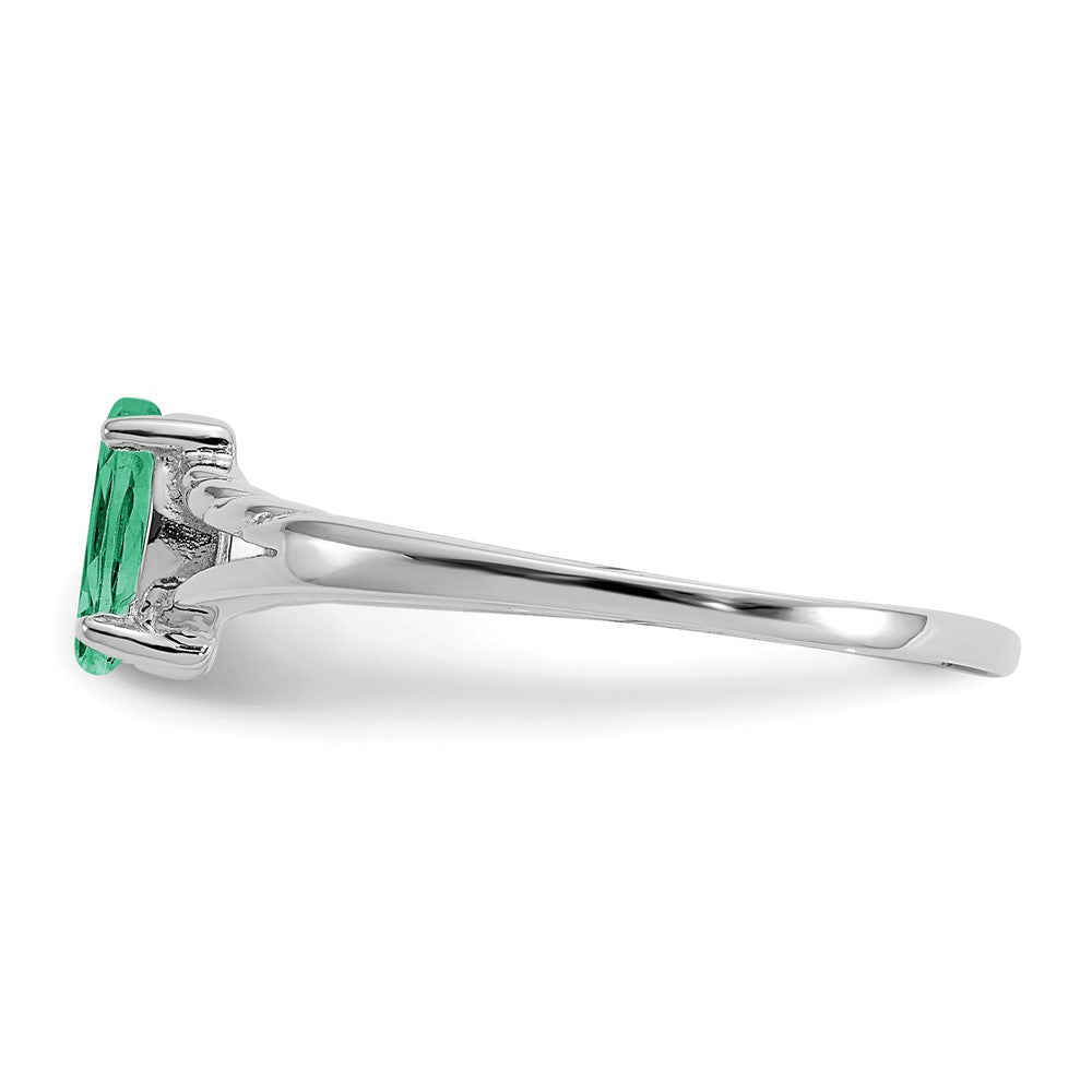 14K White Gold Polished Geniune Emerald Birthstone Ring