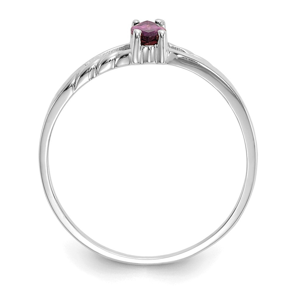 10K White Gold Polished Genuine Rhodolite Garnet Birthstone Ring