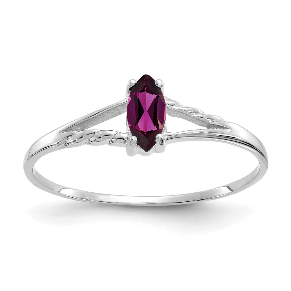 10K White Gold Polished Genuine Rhodolite Garnet Birthstone Ring