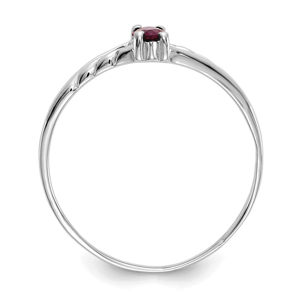 14K White Gold Polished Geniune Ruby Birthstone Ring