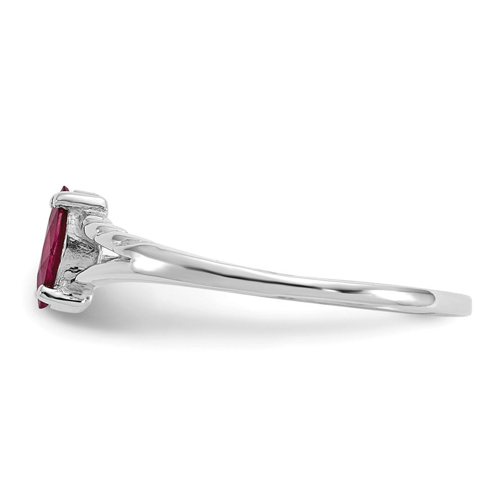 14K White Gold Polished Geniune Ruby Birthstone Ring