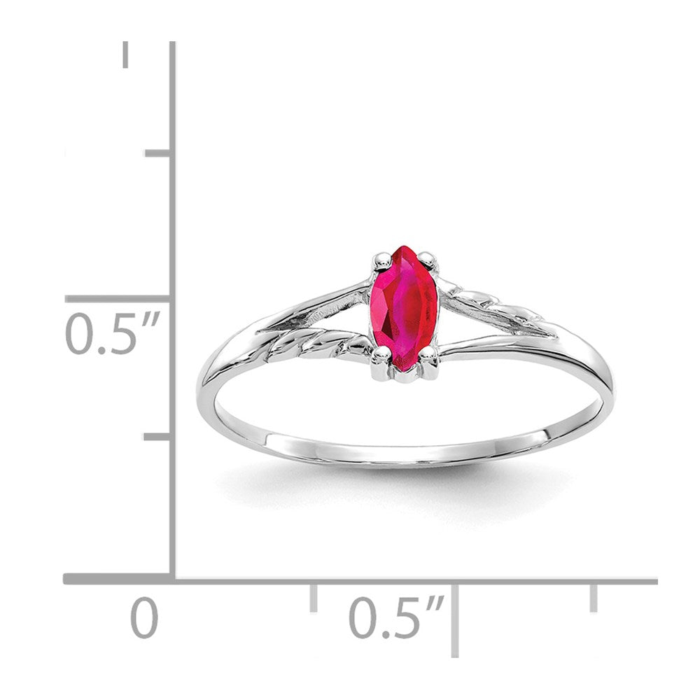 14K White Gold Polished Geniune Ruby Birthstone Ring