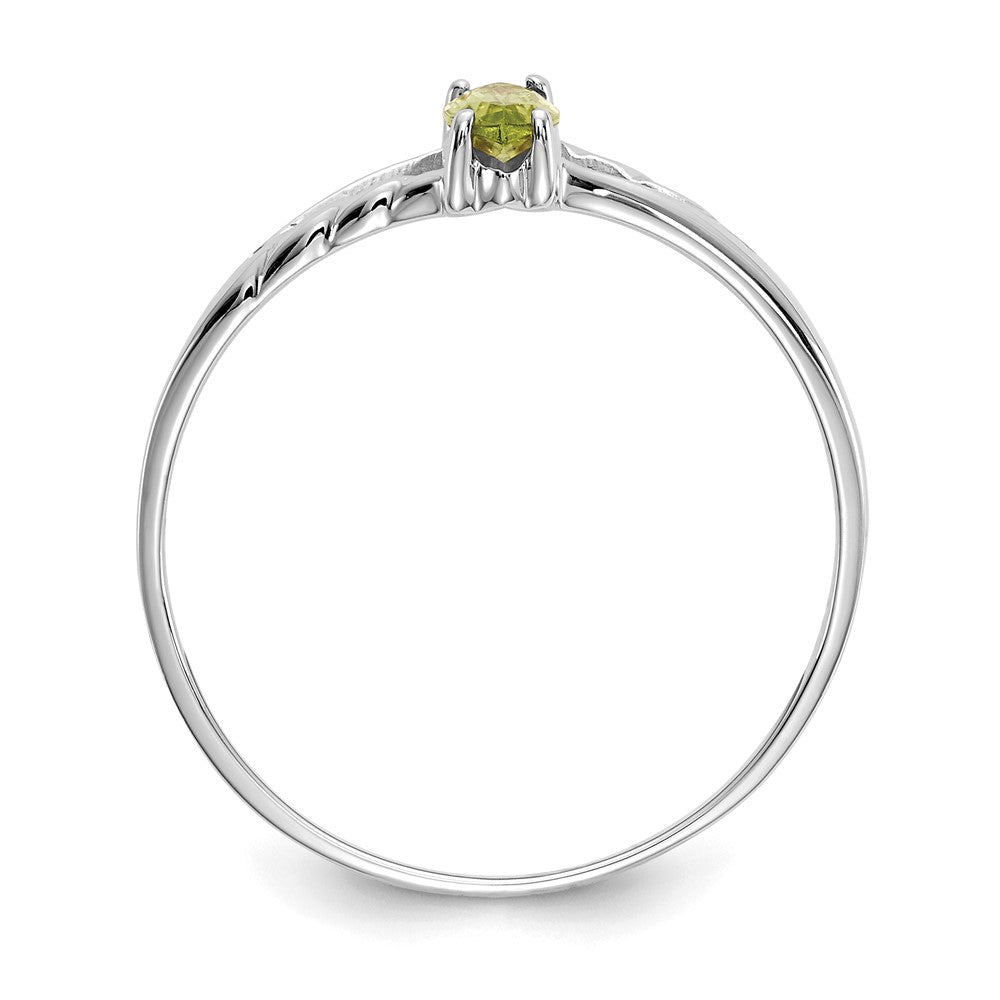 14K White Gold Polished Geniune Peridot Birthstone Ring