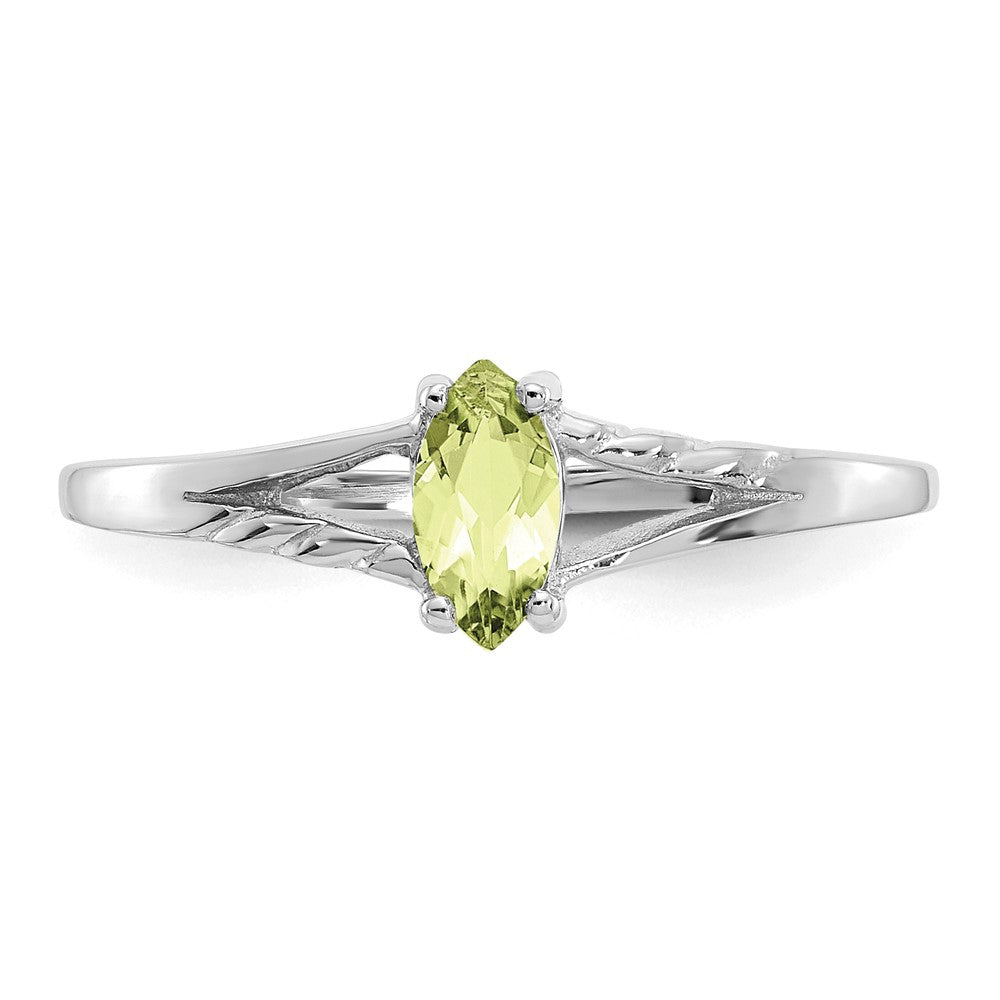 14K White Gold Polished Geniune Peridot Birthstone Ring