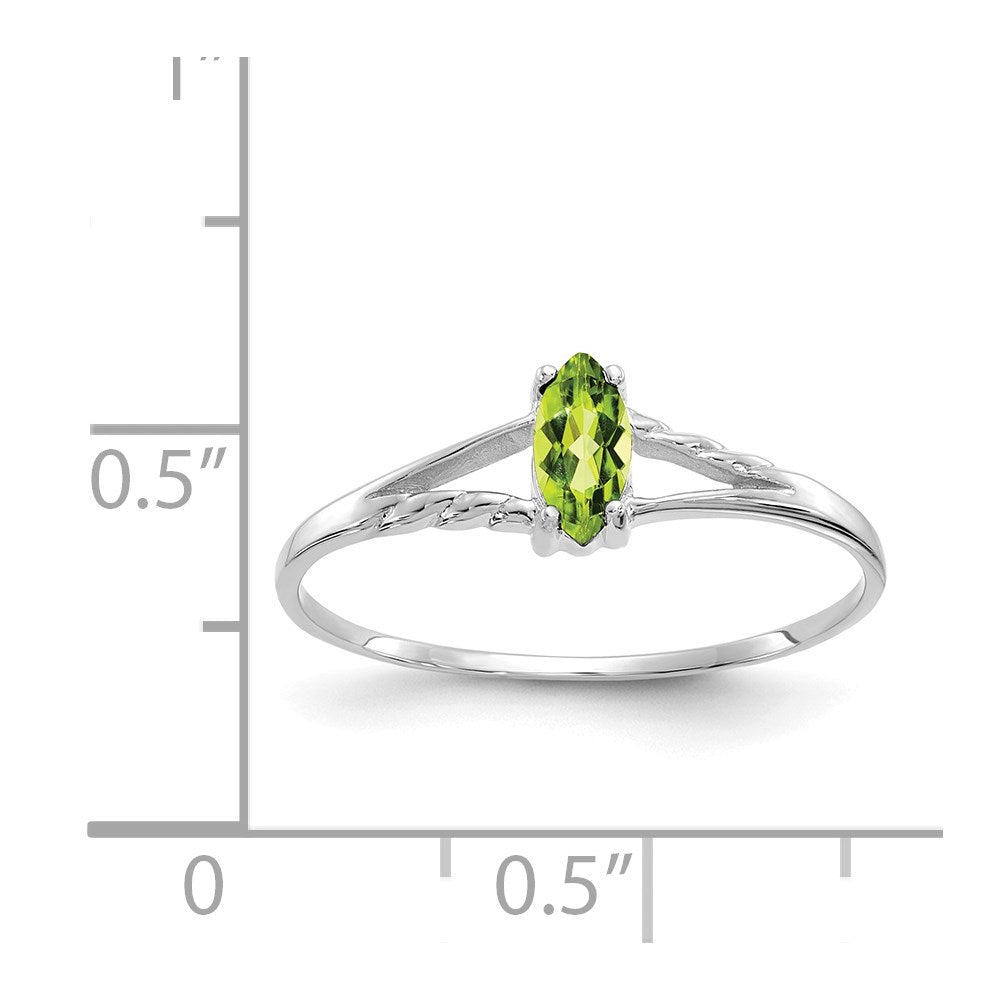 14K White Gold Polished Geniune Peridot Birthstone Ring