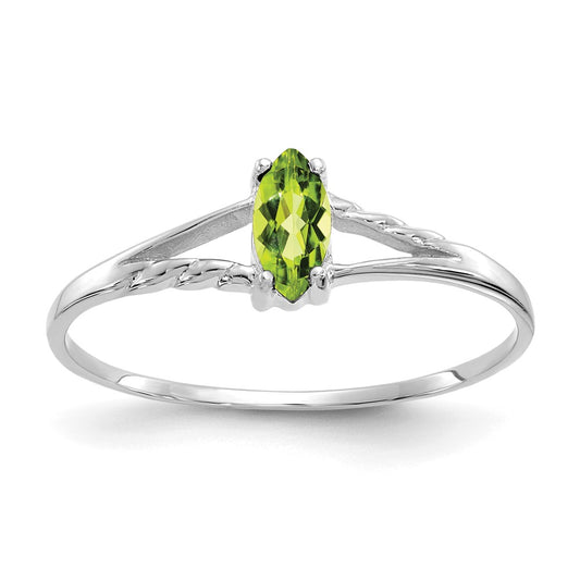 14K White Gold Polished Geniune Peridot Birthstone Ring