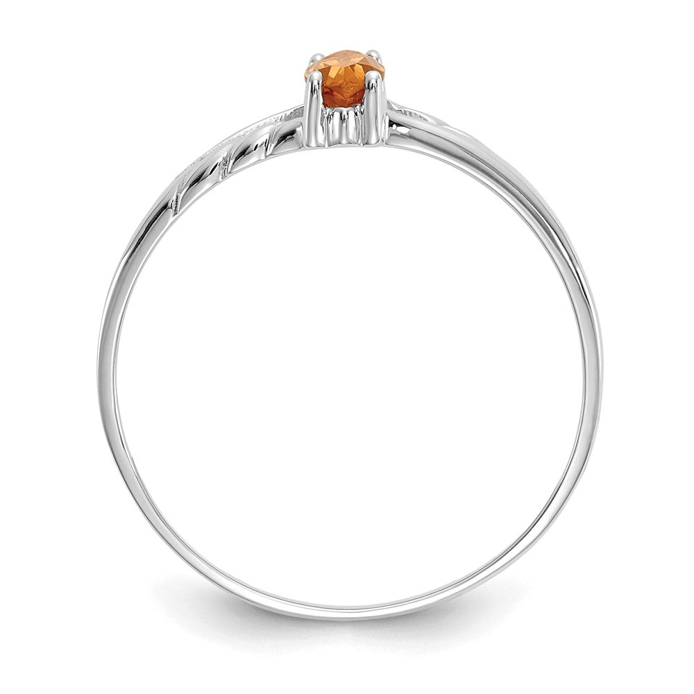 14K White Gold Polished Geniune Citrine Birthstone Ring