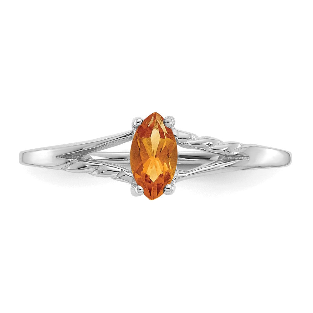 14K White Gold Polished Geniune Citrine Birthstone Ring