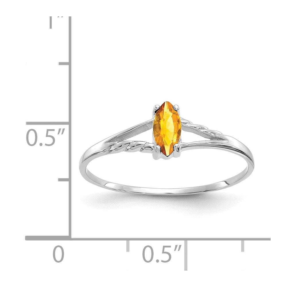 14K White Gold Polished Geniune Citrine Birthstone Ring