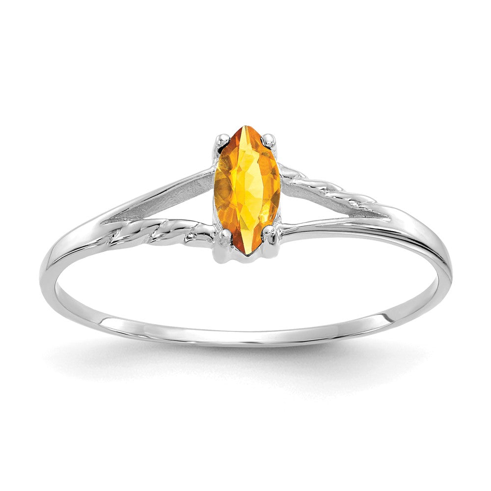 14K White Gold Polished Geniune Citrine Birthstone Ring