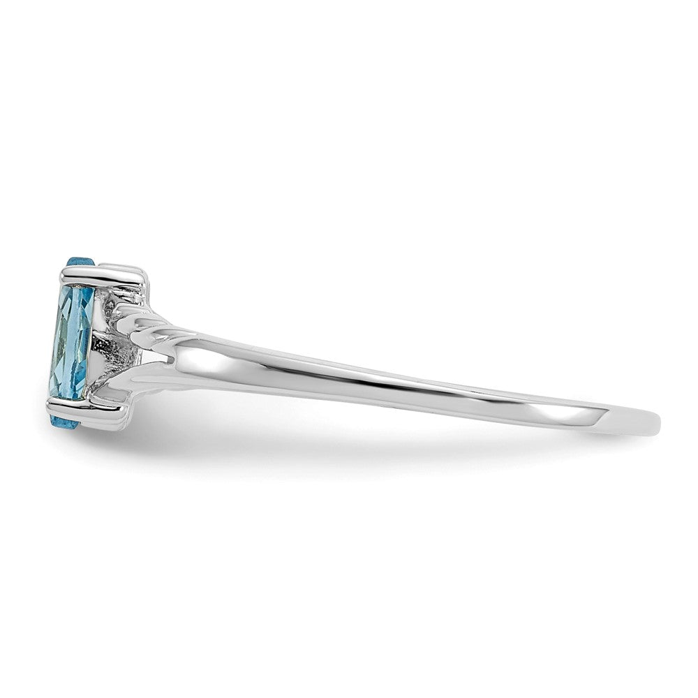 14K White Gold Polished Geniune Blue Topaz Birthstone Ring