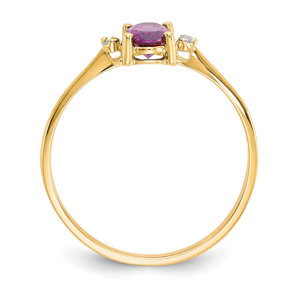 10k Yellow Gold Polished Genuine Diamond & Rhodolite Garnet Birthstone Ring