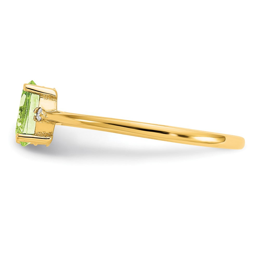 10K Yellow Gold Polished Geniune Real Diamond & Peridot Birthstone Ring