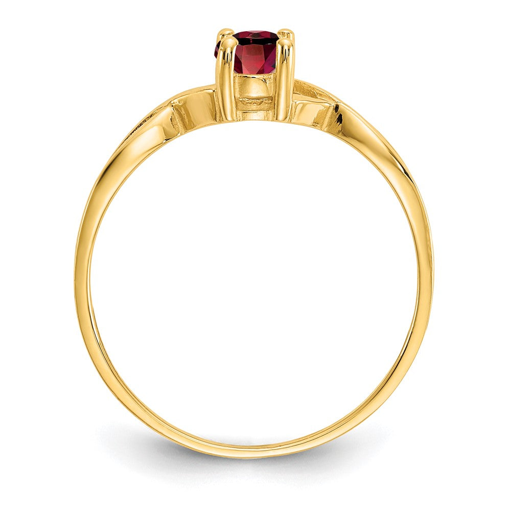 10K Yellow Gold Polished Geniune Garnet Birthstone Ring