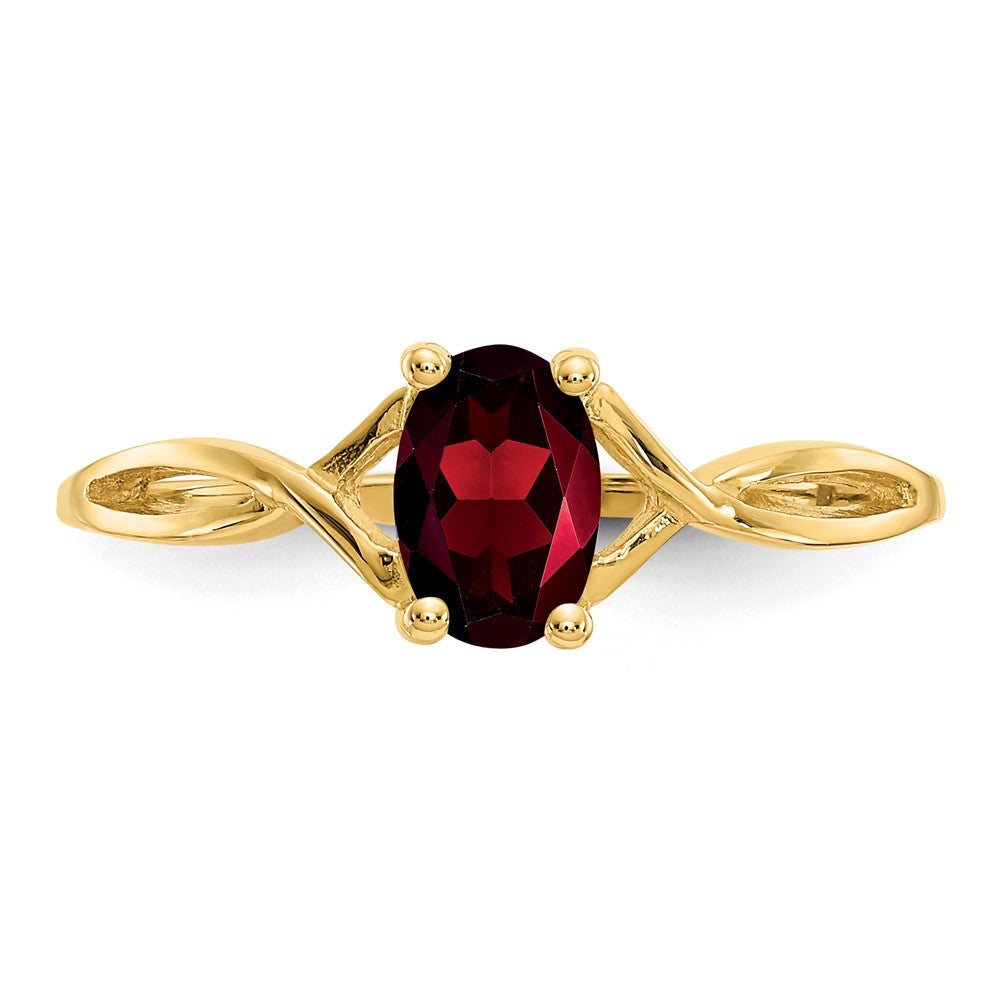 10K Yellow Gold Polished Geniune Garnet Birthstone Ring