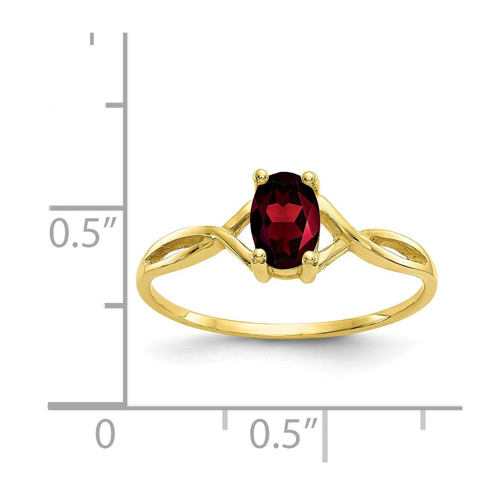 10K Yellow Gold Polished Geniune Garnet Birthstone Ring