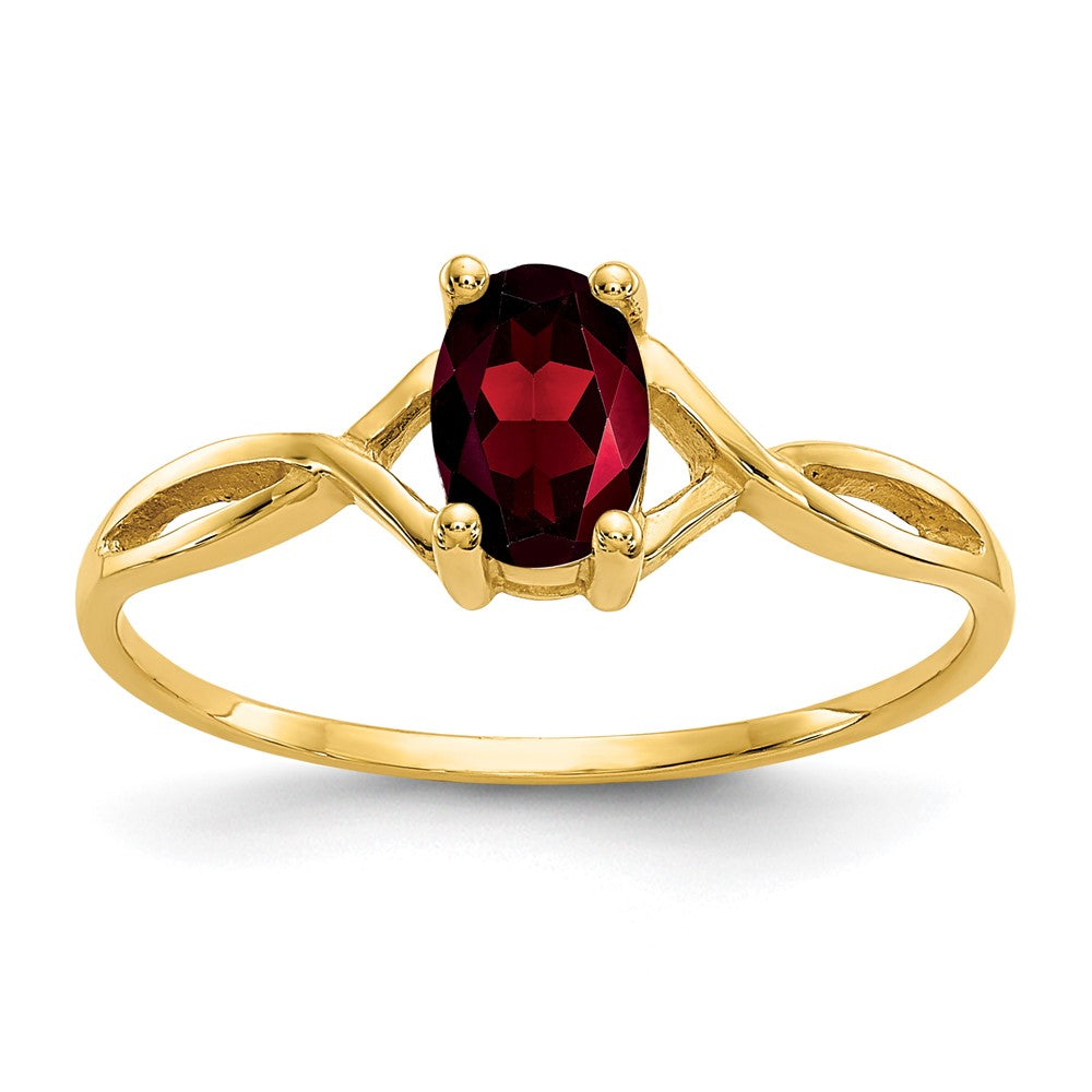 10K Yellow Gold Polished Geniune Garnet Birthstone Ring