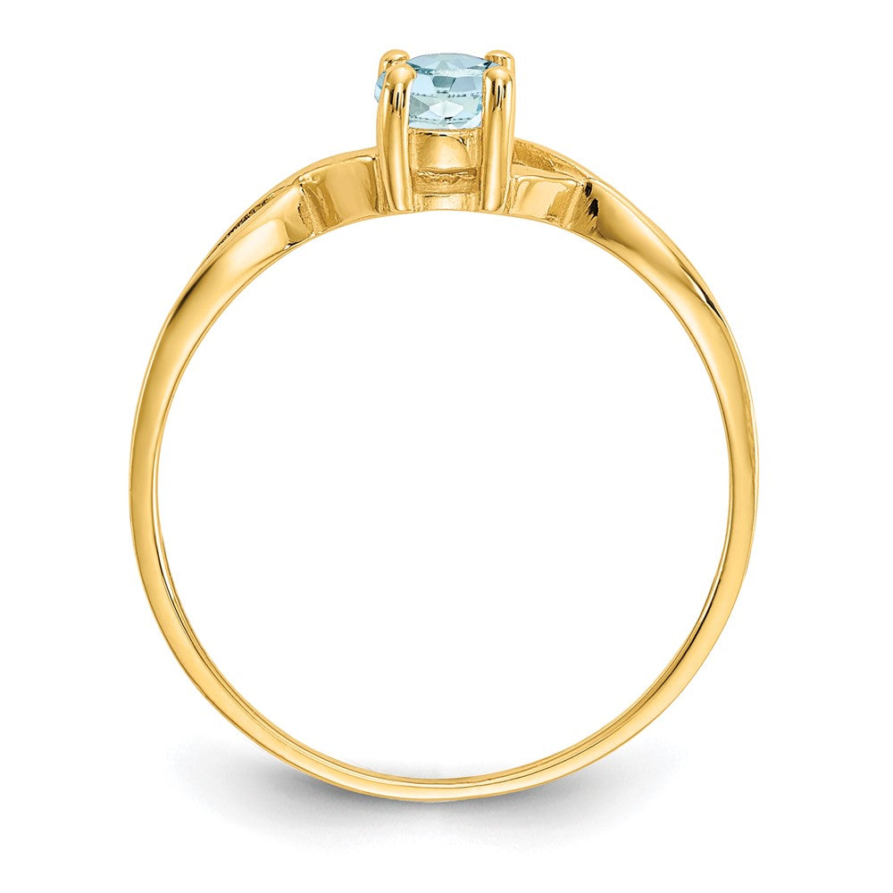 10K Yellow Gold Polished Geniune Aquamarine Birthstone Ring