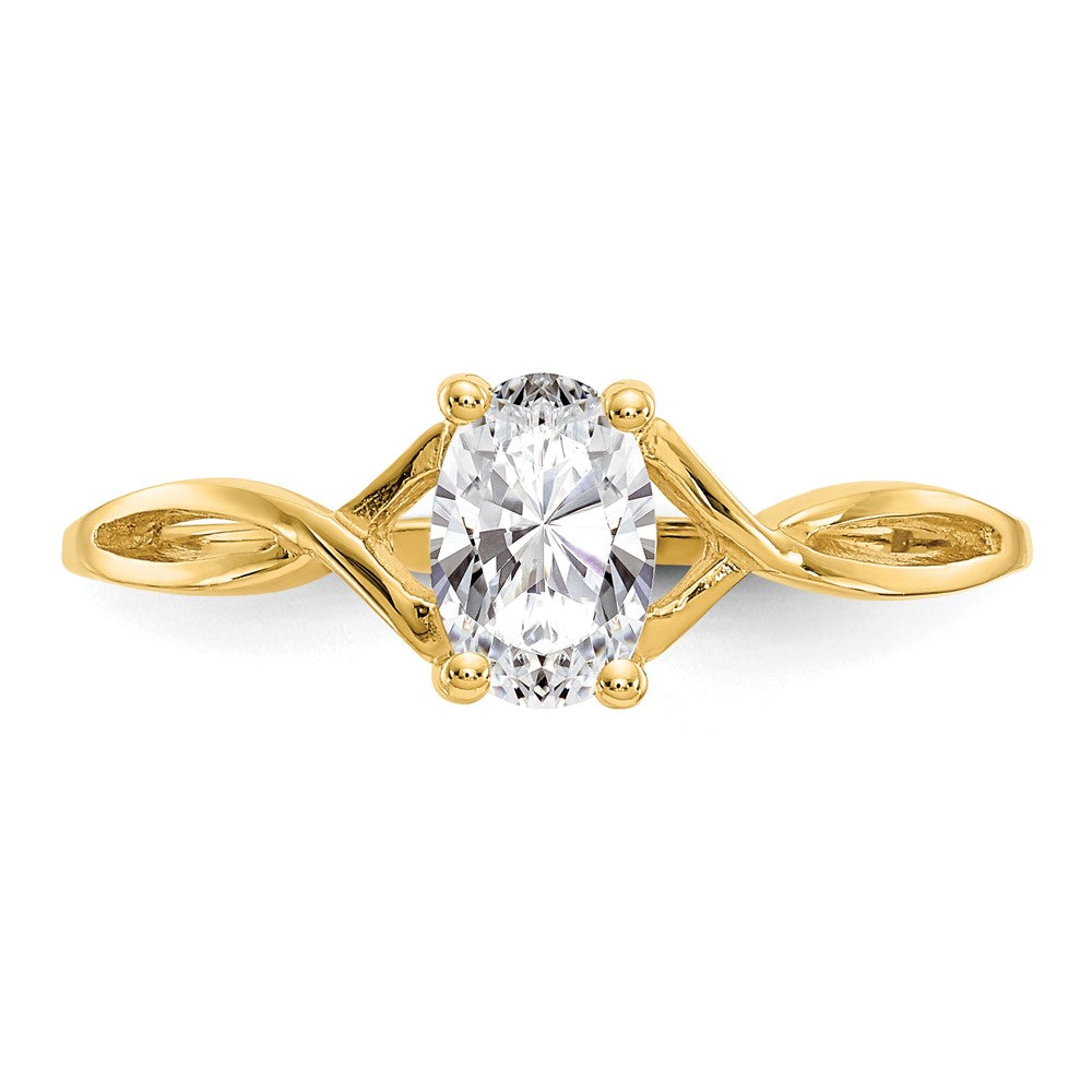 10K Yellow Gold Polished Geniune White Topaz Birthstone Ring