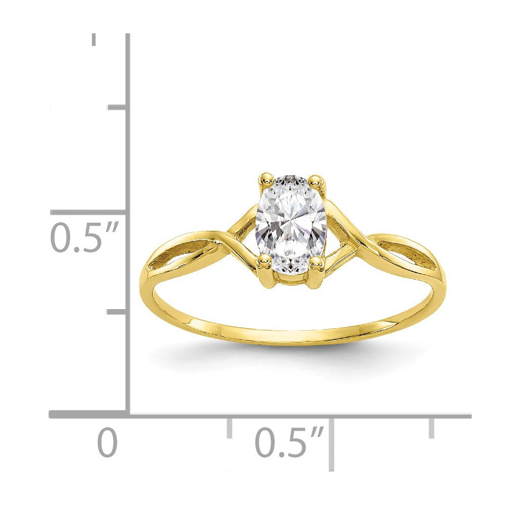 10K Yellow Gold Polished Geniune White Topaz Birthstone Ring